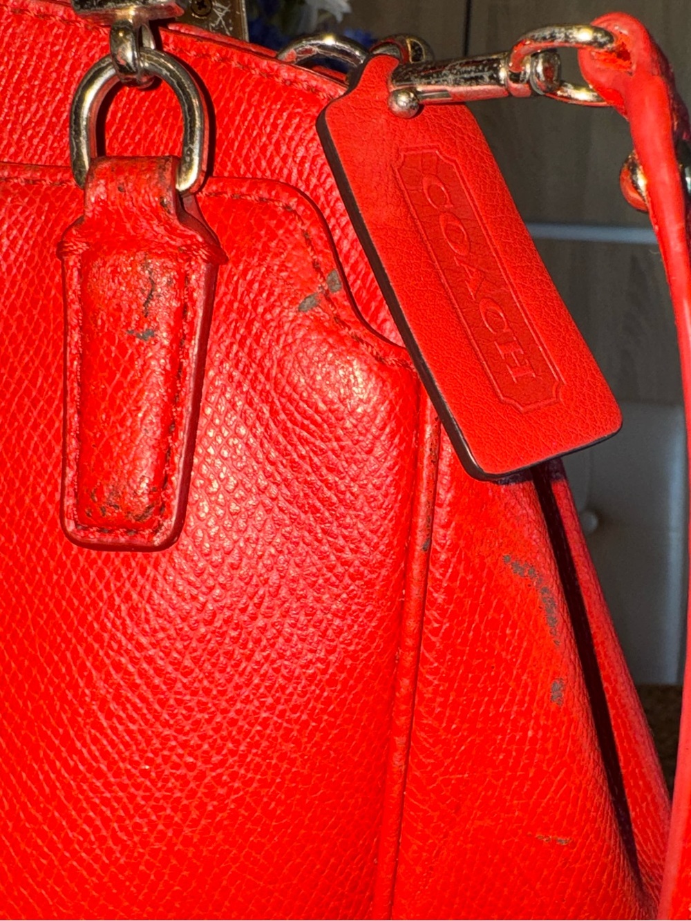 Coach Minetta Leather Crossbody Satchel Tote Bag-HARD TO FIND Cardinal Red! - Picture 5 of 16
